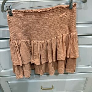 Olivaceous Layered Ruffle Skirt in Tan